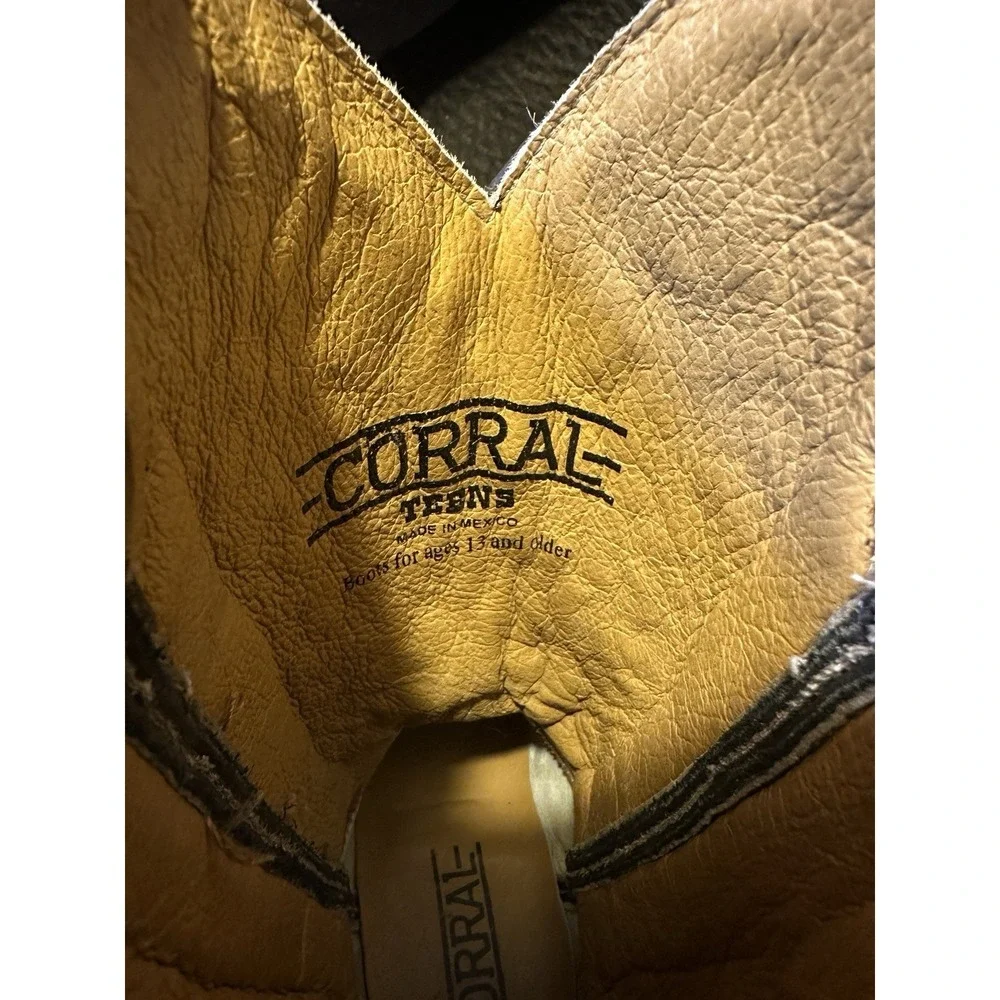 Corral Western Boots Teen Girls' Cowboy Pull‎ On Metallic Bronze A3154 Size 3.5